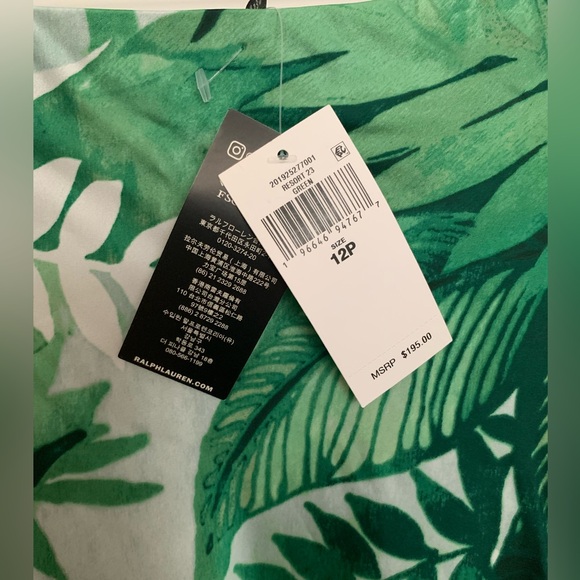 NWT Ralph Lauren Midi Skirt: Resort Collection, Green Leaves, Elastic Waist, 12P - Picture 3 of 15
